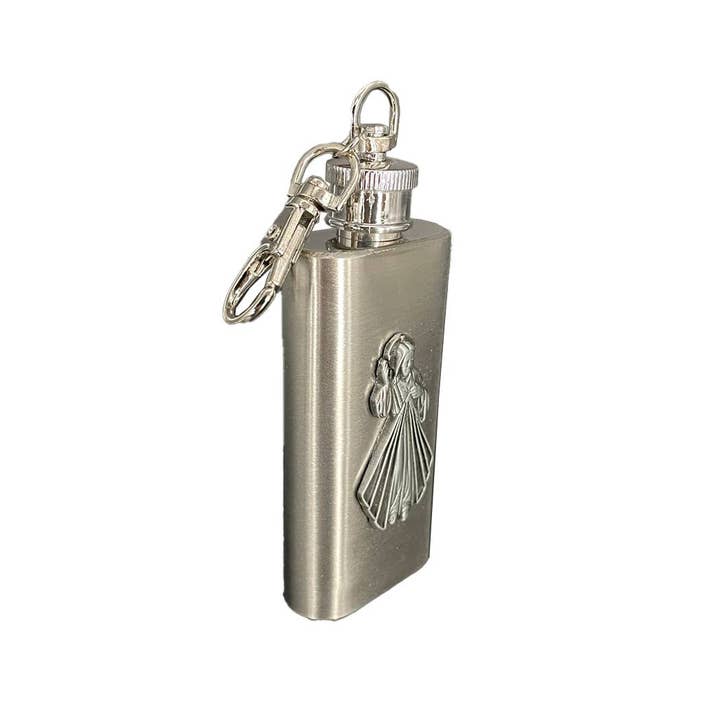 Oremus Mercy – Großhandel Reiseflasche/-behälter – Heiliges Wasserfläschchen der Göttlichen Barmherzigkeit SS mit Schlüsselanhänger 2 oz