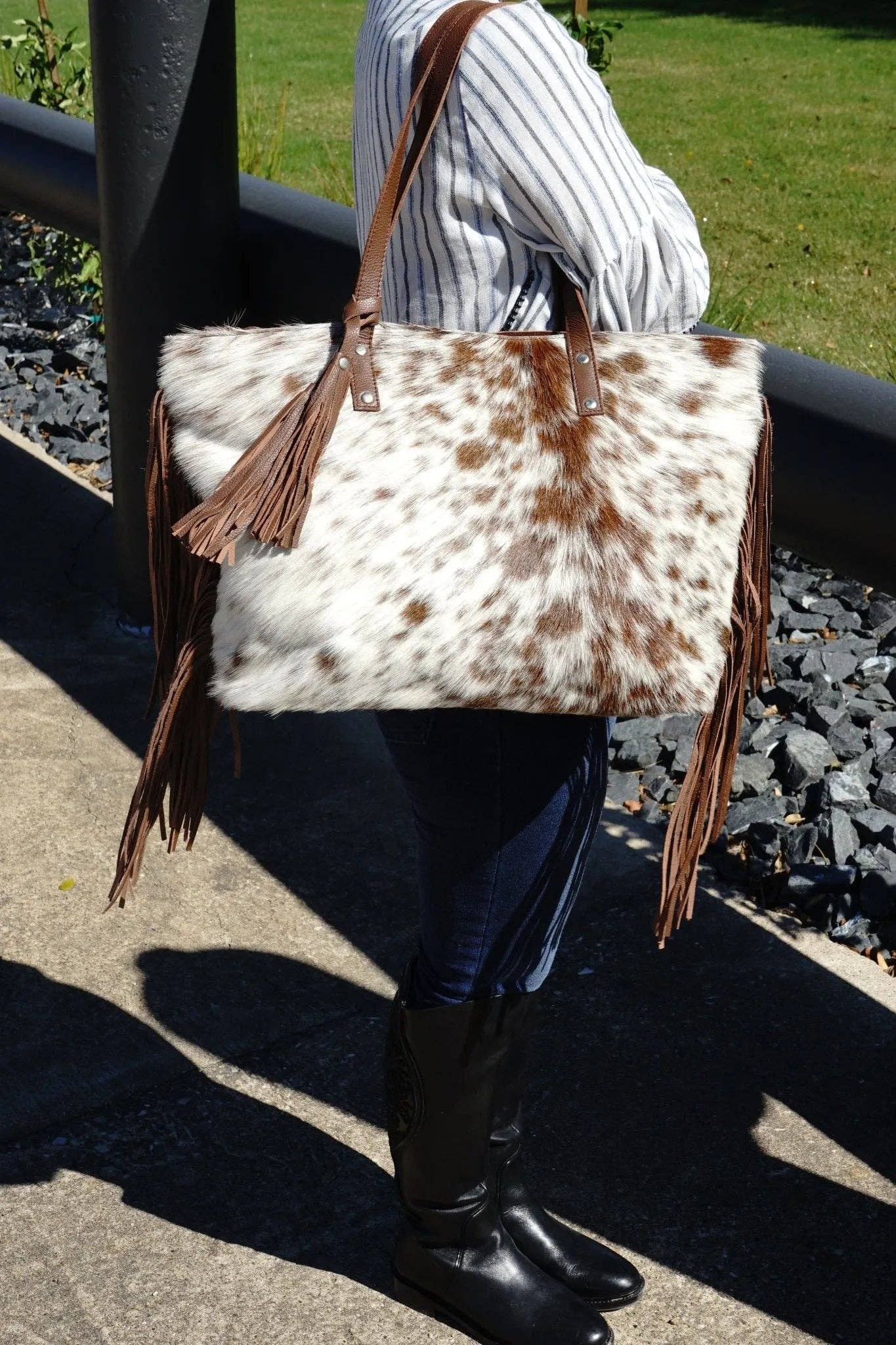 Rodeo - Wholesale Tote Bag - Women's - Genuine leather hair on cowhide women's shoulder bag with fringes6