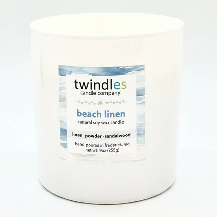 Beach Linen Soy Candle | 9oz Handcrafted, Clean Burning for wholesale by twindles candle company