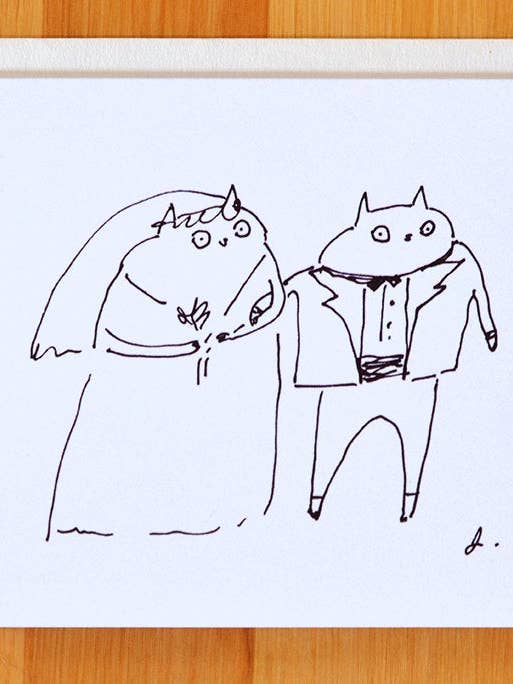 Sort og hvid Wedding Cat Card for engroshandel hos The Dancing Cat