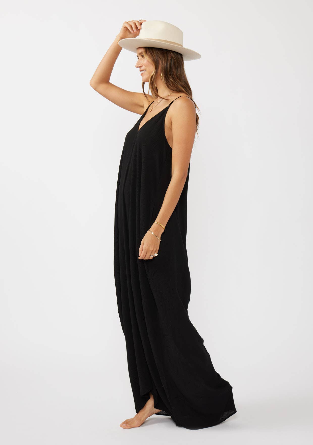 Lovestitch - Wholesale Dress - Women's - The Original V-Neck Cocoon Maxi Dress with Pockets6
