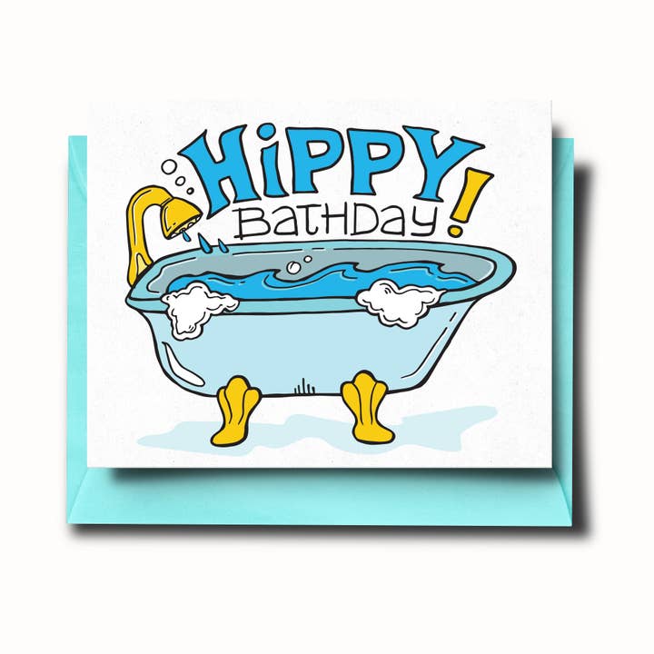 Hippy Bathday Birthday Card for wholesale by SOMETHING OF A DANDY