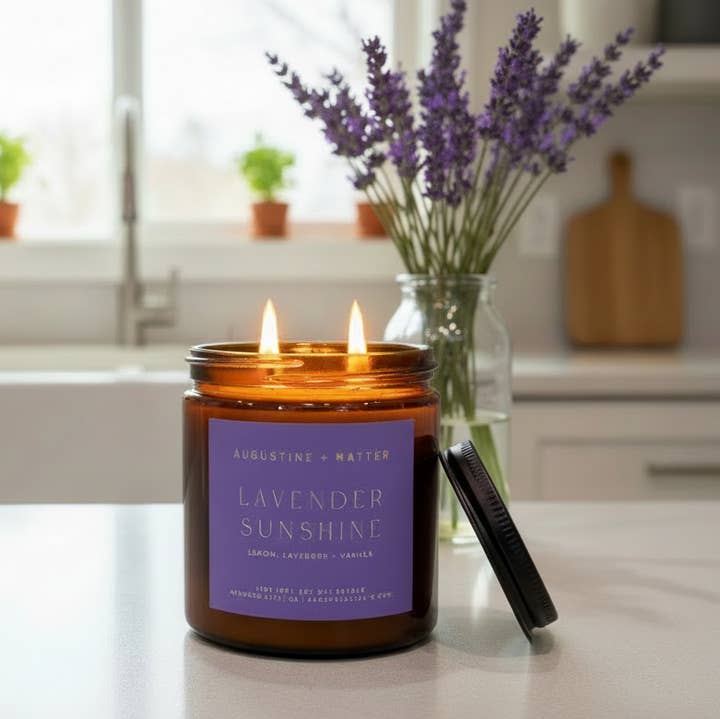 Augustine + Matter Candle Studio - Wholesale Jar/Filled Candle - Lavender Sunshine - 12oz Soy Candle