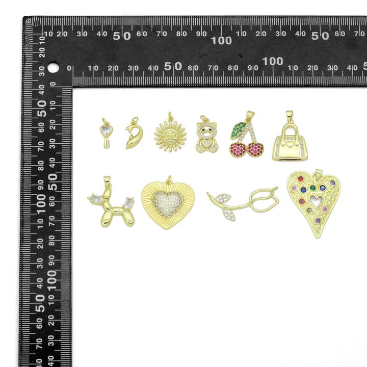 BestBeads&Beyond - Wholesale Individual charm/pendant - Key Whale Sunflower Cherry Heart Bear Purse Ballon dog flower charm, Sku#LK12602