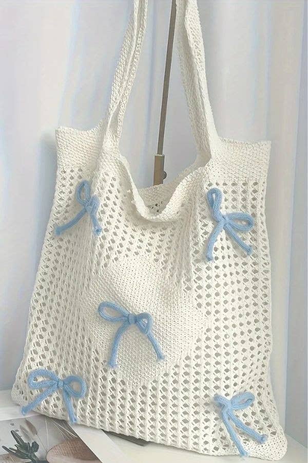 1st Allie - Wholesale Beach Bag - Bow Crochet Tote Beach Bag