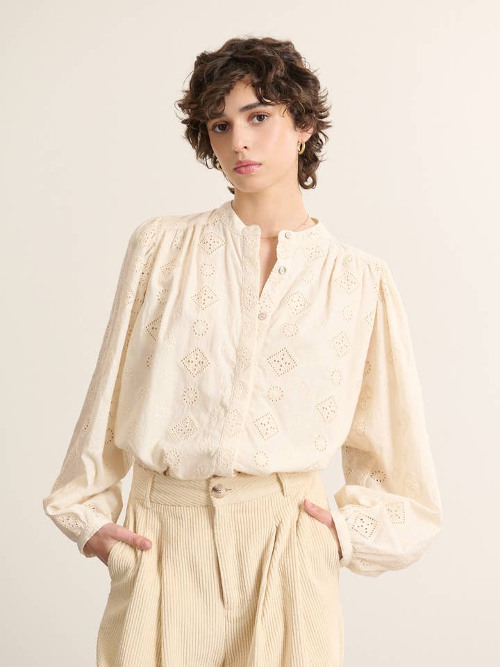 Eyelet embroidery blouse - KETTY for wholesale by Garance Paris