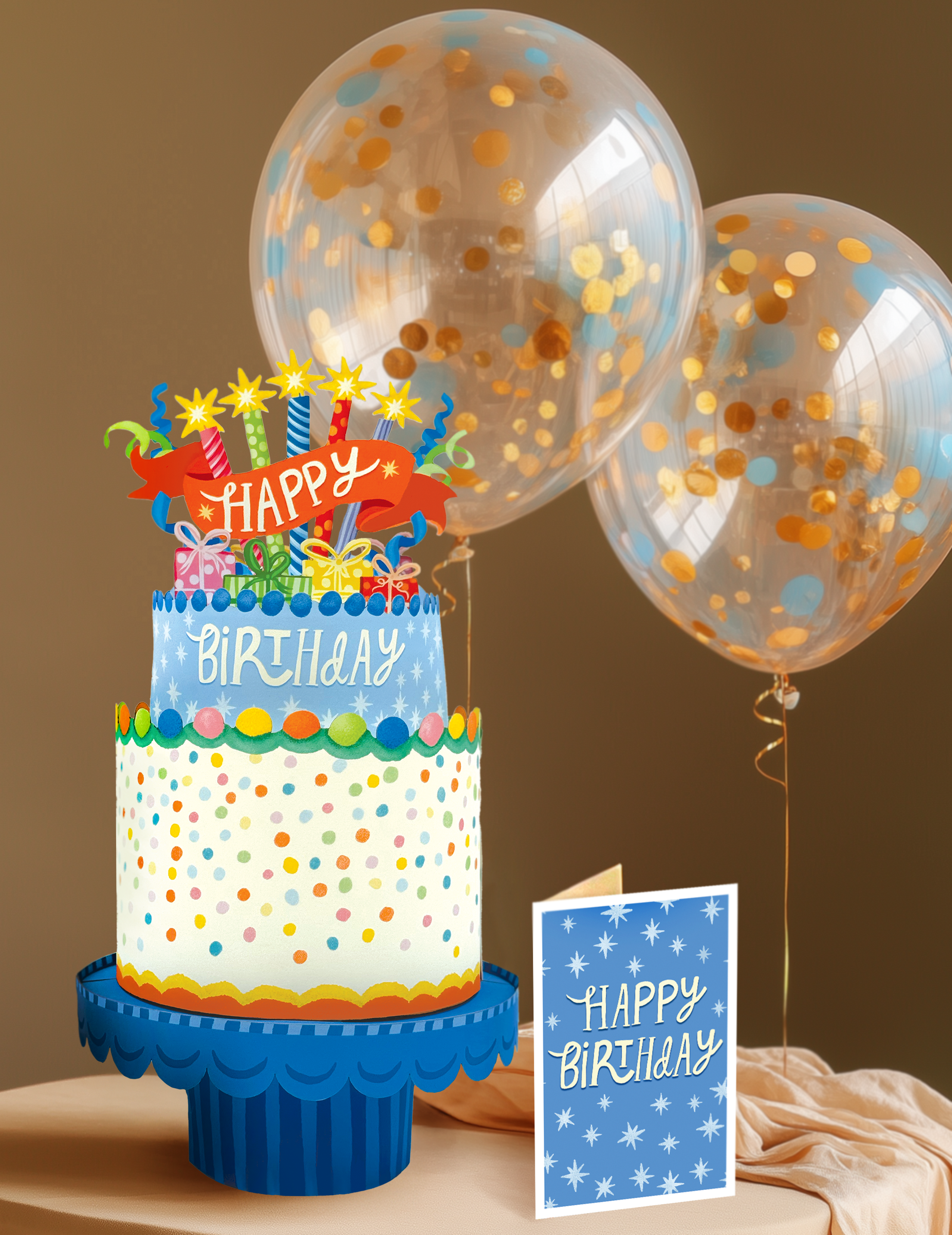 FreshCut Paper LLC - Wholesale Birthday Card - Confetti Birthday Cake (8 Pop-up Greeting Cards)3