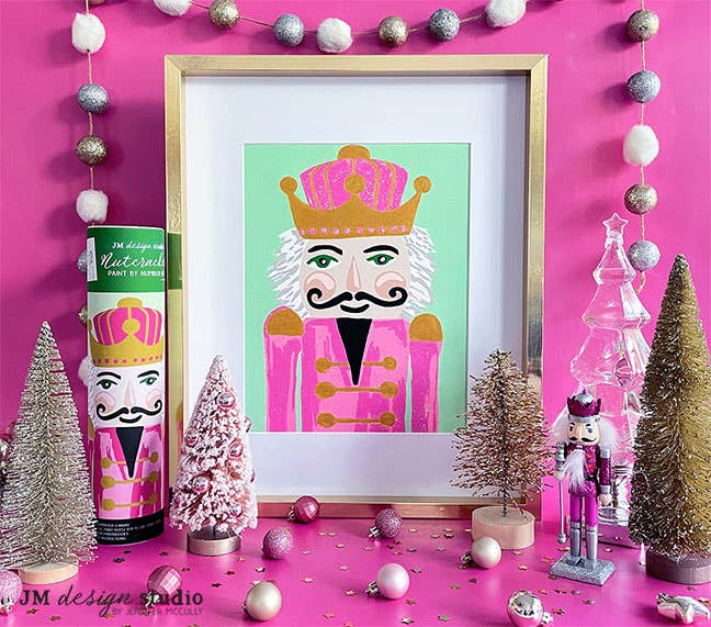 JM Design Studio - Wholesale DIY Craft Kit - Pink Nutcracker Paint by Number Kit with Glitter Paint2