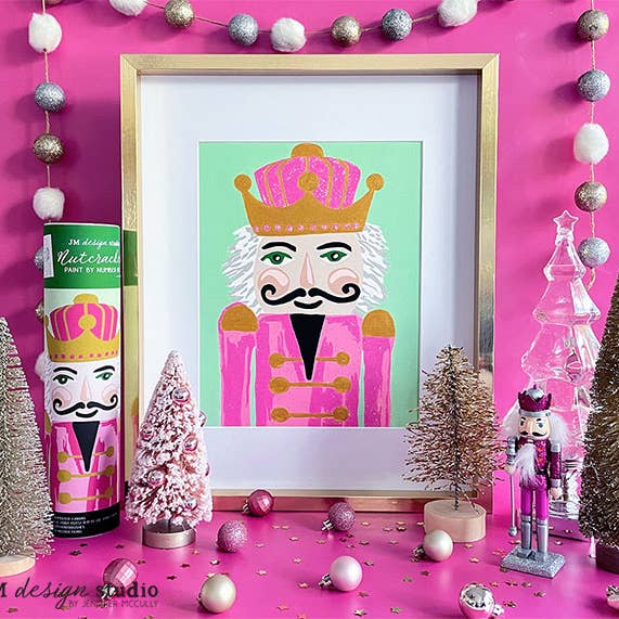 JM Design Studio - Wholesale DIY Craft Kit - Pink Nutcracker Paint by Number Kit with Glitter Paint2