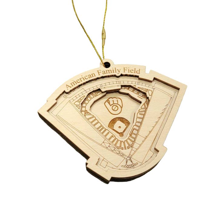 Milwaukee Baseball Stadium 3D Ornament - Laser Cut for wholesale by LeRoy Woodworks