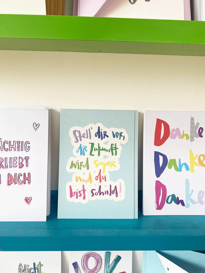 Cartolina "Futuro" - Cartolina tipografica in colori vivaci per la vendita all'ingrosso da parte di brushmeetspaper