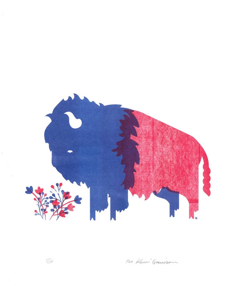 Fine Art American Bison - A3 Risograph Print for wholesale by Risotopia