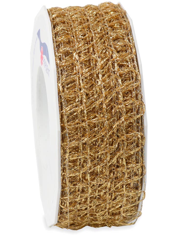 Ruban à lacets Barolo, rouleau de 20 m, 40 mm, doré avec fil pour la vente par C.E. PATTBERG GmbH & Co. KG