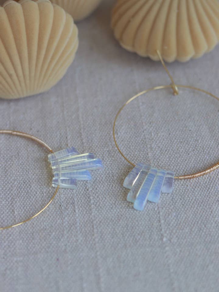 MOONSTONE HOOPS for wholesale by Goldie Jewelry
