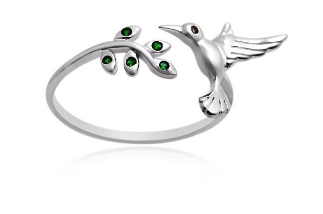 COPPER ARTS INC. - Wholesale Cocktail/Statement Ring - RP 48 Hummingbird design silver 925 adjustable ring3