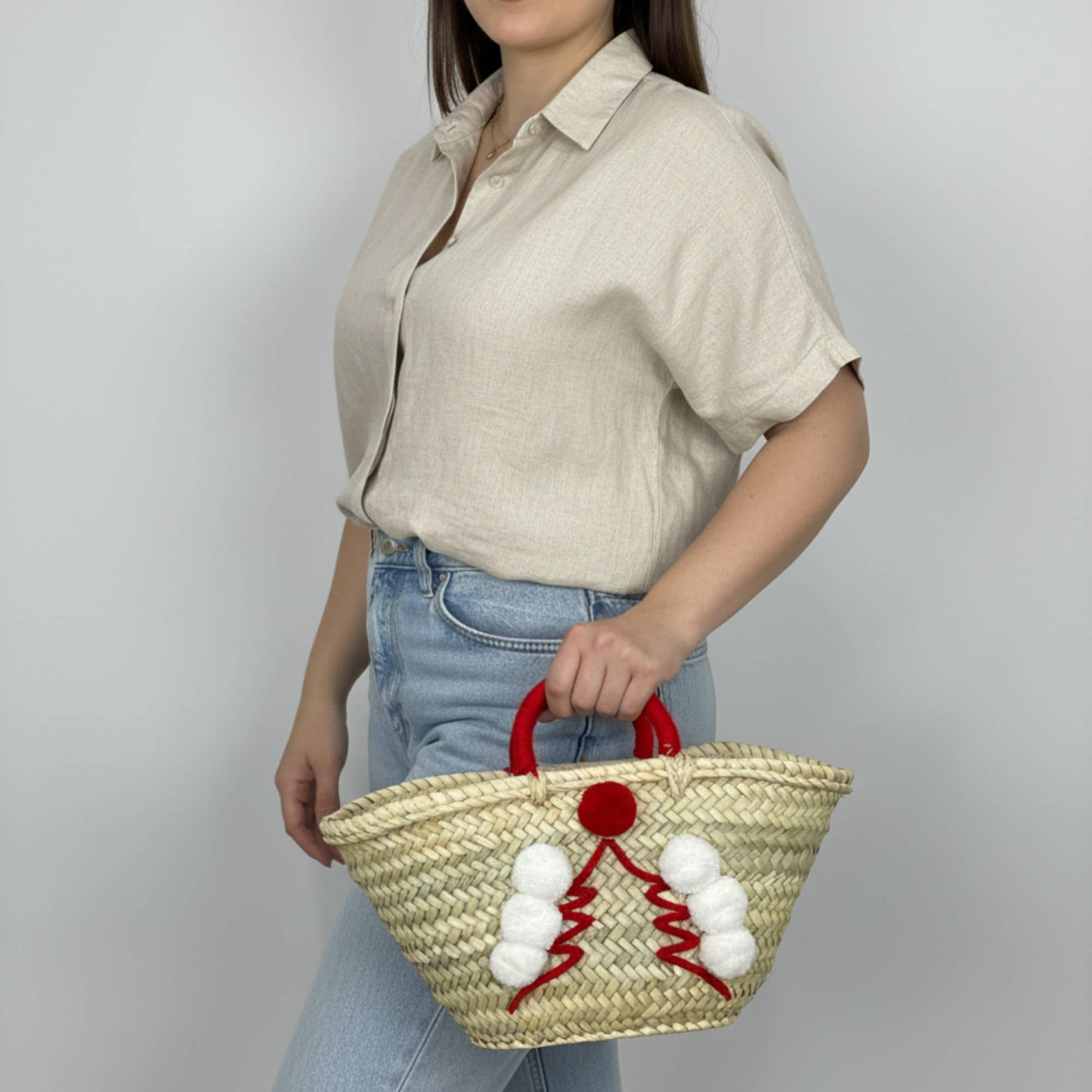 Melecraft – Großhandel Weihnachtsschmuck – Weihnachtsdekor-Korb – Geflochtene Palmblatt-Tasche4