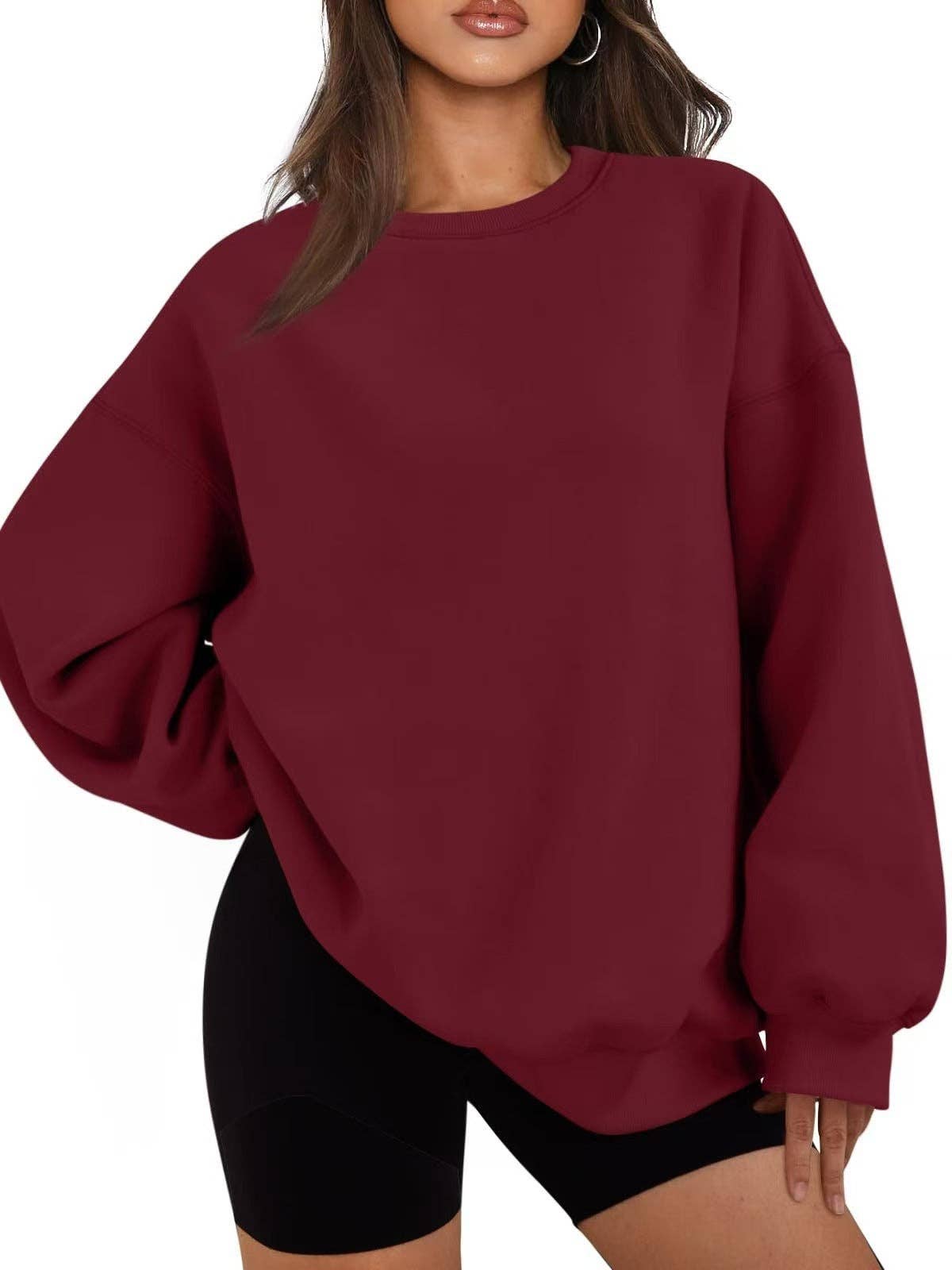 Masyal - Wholesale Sweatshirt - Women's - Women Oversize Solid Mock Neck Sweatshirt for Game Day8