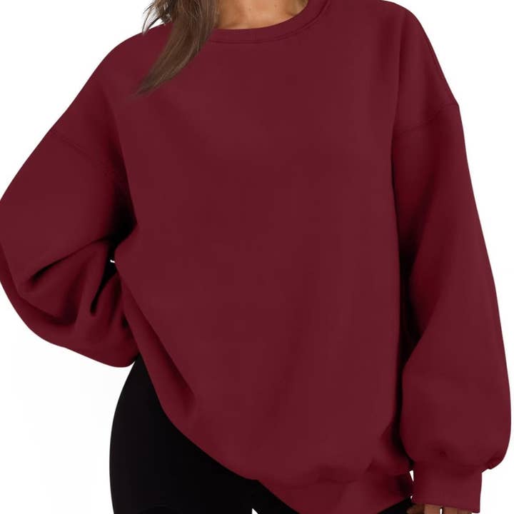 Masyal - Wholesale Sweatshirt - Women's - Women Oversize Solid Mock Neck Sweatshirt for Game Day8