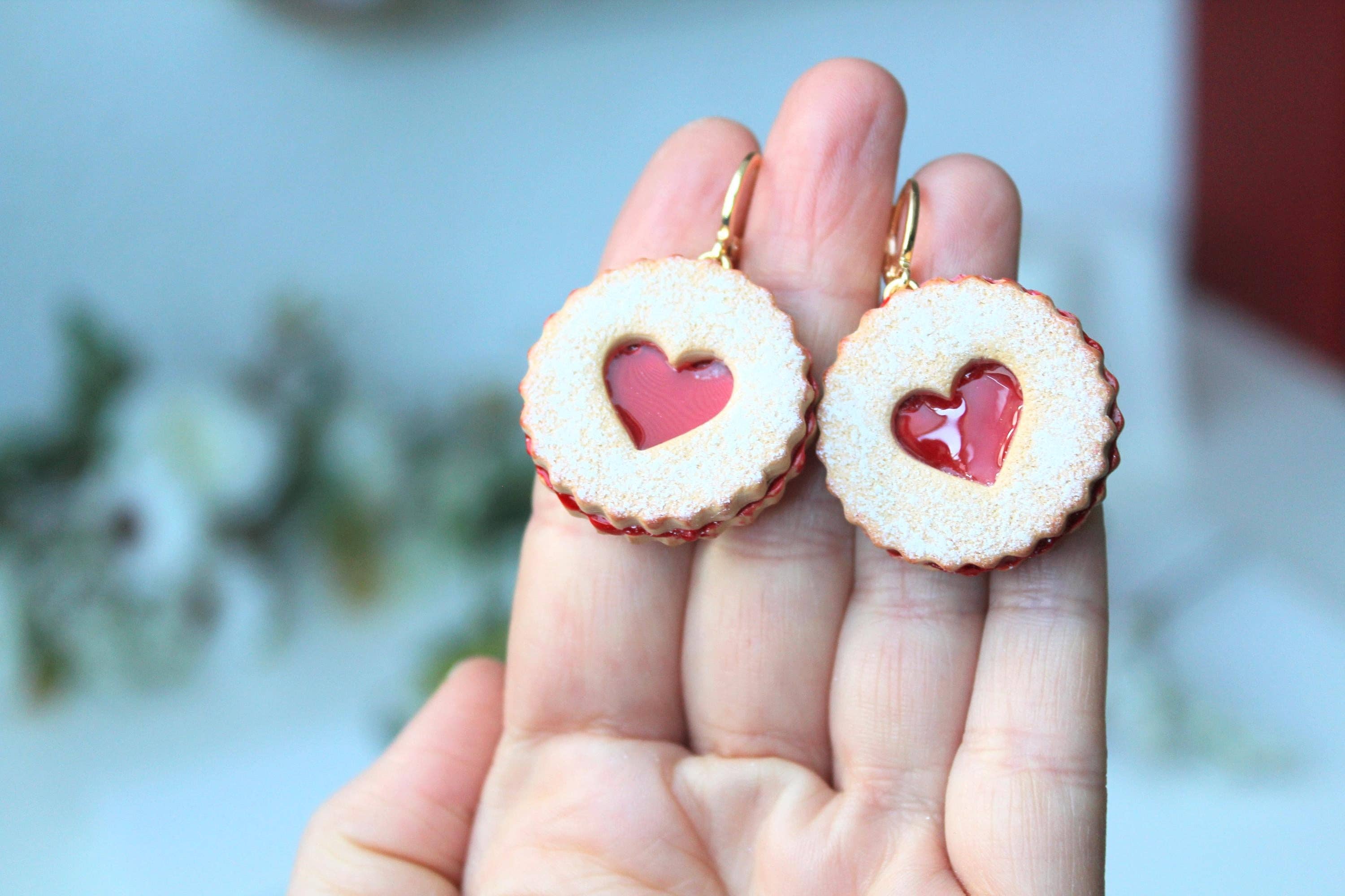 Studio Niani - Wholesale Dangle Earrings - Linzer Cookie Earrings, Cookie Heart Earrings, Cute Earrings1