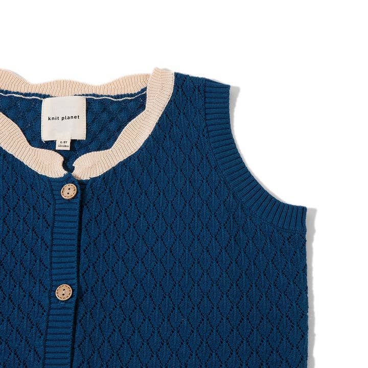 Knit Planet – wholesale Sweater vest – Kids – Shell Collar Vest Navy1