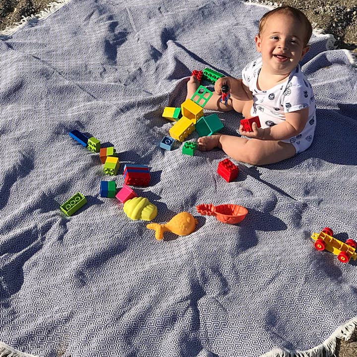 Buld&Co. - Wholesale Beach Towel - Round Turkish Towel,Beach Blanket, Picnic Blanket, Baby Gift