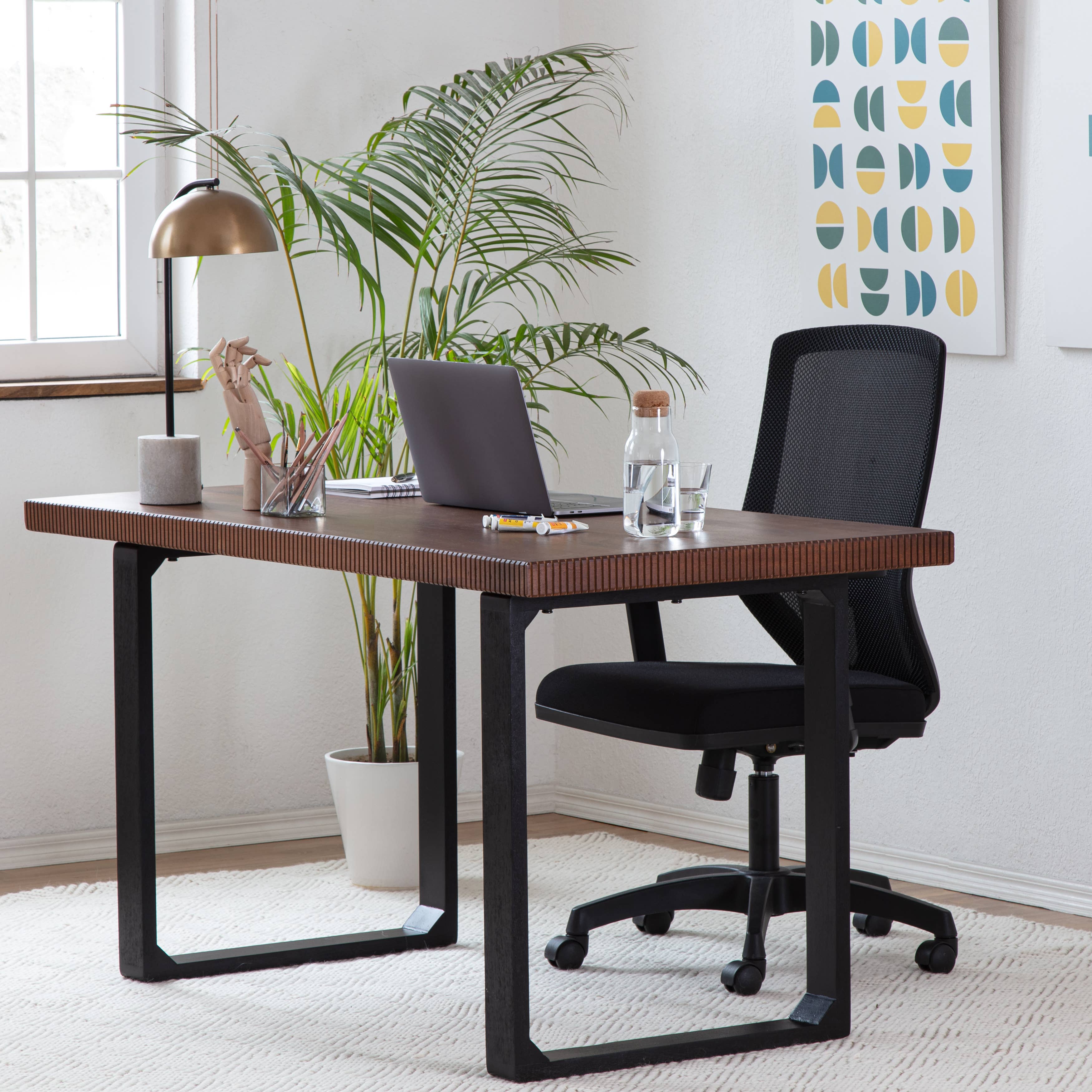 MH London - Vente Sous-main - Bureau d'ordinateur en bois massif Ancona10