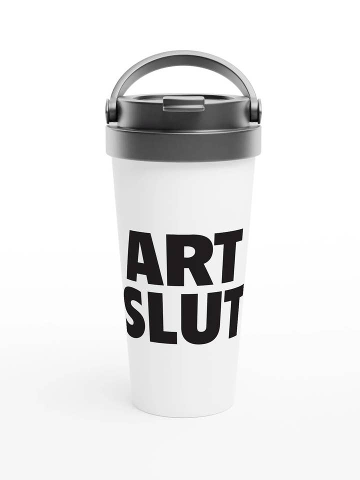 "ART SLUT" Vit 15oz Rostfritt Stål Resemugg för wholesale av Amp'd Apparel Company