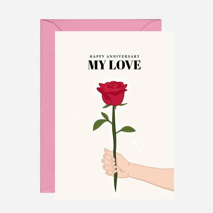Biglietto d'Amore per l'Anniversario con Rosa per la vendita all'ingrosso da parte di Pearl Ivy
