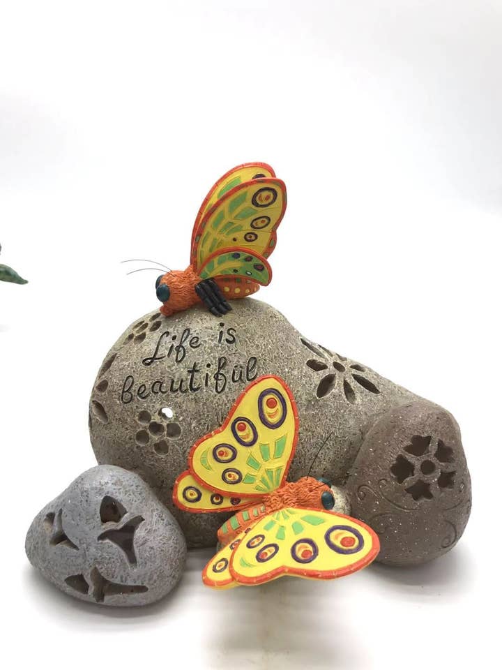 Flower Butterfuly Solar Rock for wholesale by By Mark & Margot