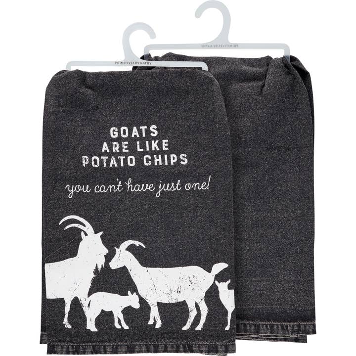 Goats Like Potato Chips Kitchen Towel for wholesale by Primitives by Kathy