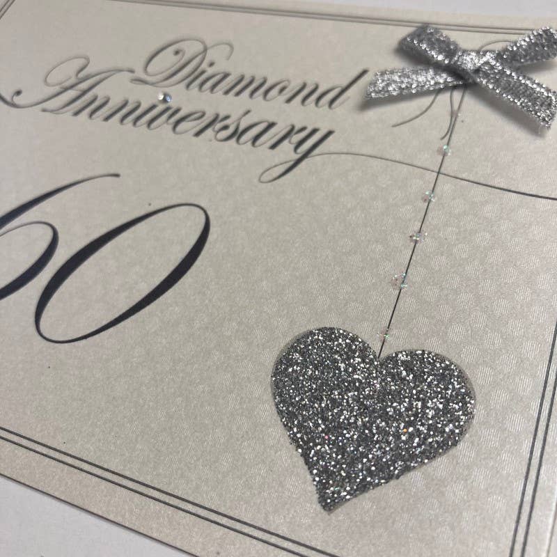 White Cotton Cards - Wholesale Anniversary Card - 60th Diamond Anniversary Love Lines - Gifts (LLA60-GROUP)2