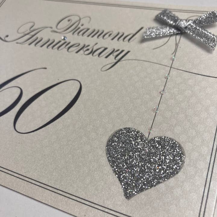 White Cotton Cards - Wholesale Anniversary Card - 60th Diamond Anniversary Love Lines - Gifts (LLA60-GROUP)2