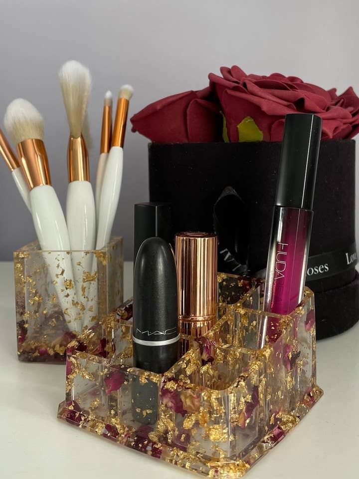 Floral Resin Lipstick/ Make up storage for wholesale by Number 55 Homeware