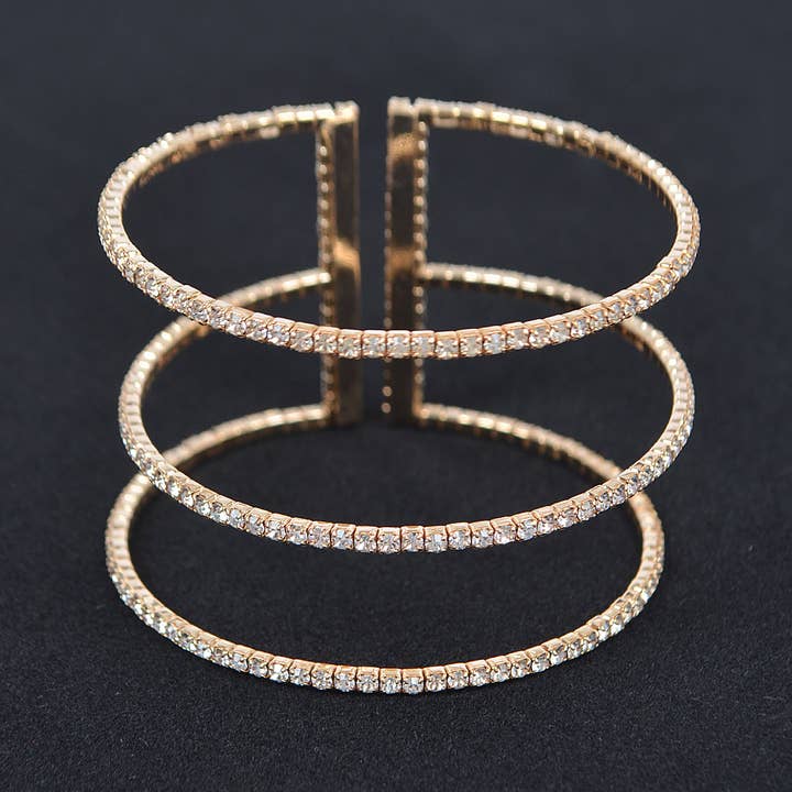 3AM BY H&D ACCESSORIES - Wholesale Cuff Bracelet - Glittering Rhinestone Open Cuff Bracelet1