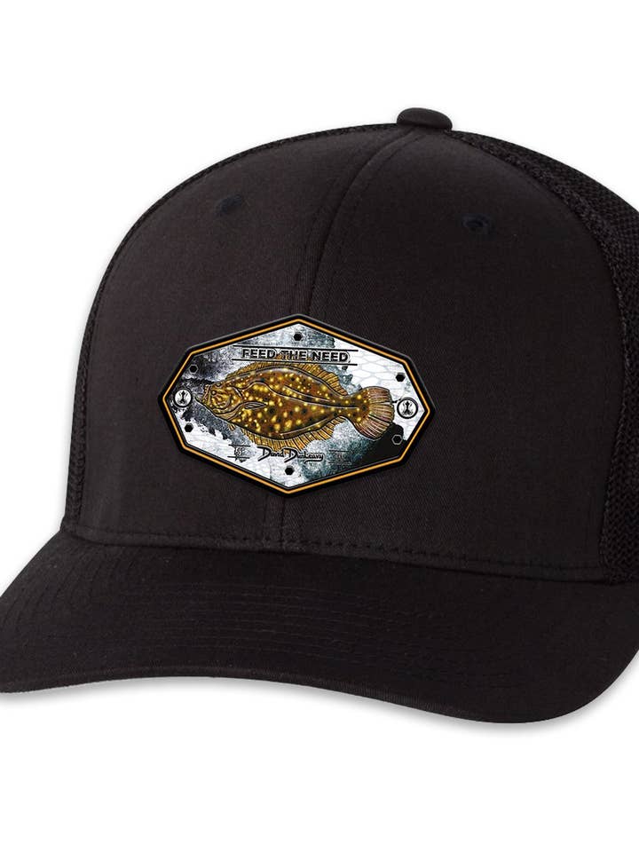 Flounder Kraken 6 Panel Trucker Flexfit Hat Sort/Sort for engroshandel hos David Dunleavy