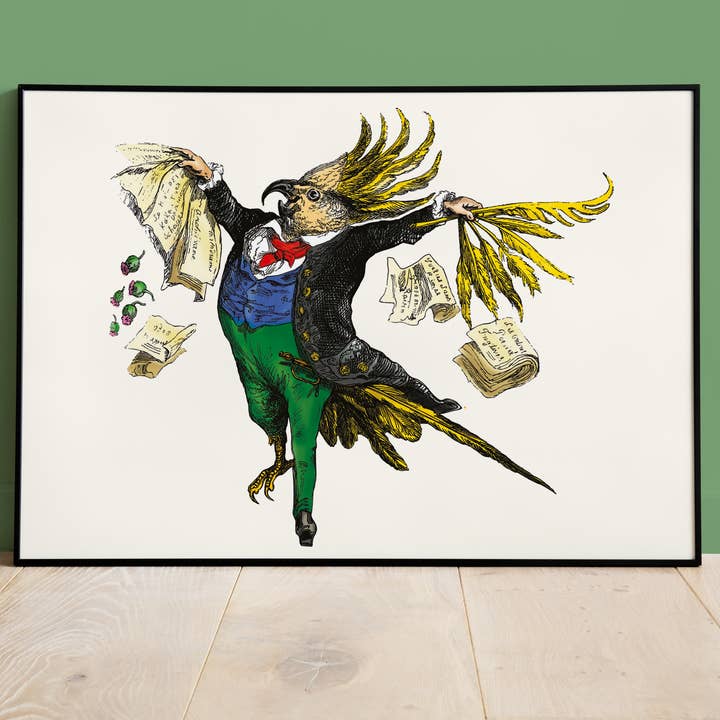 Affiche Cacatoès - Les animaux habillés pour la vente par Colette de B.