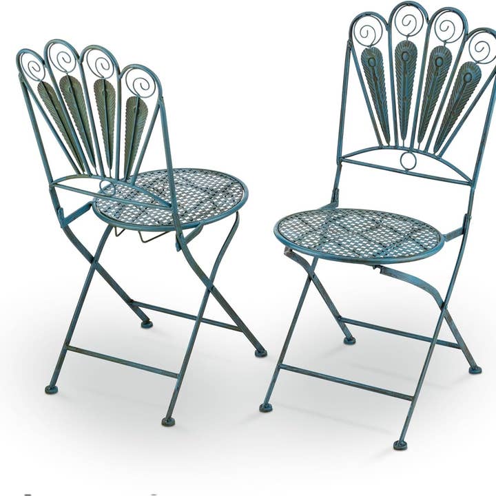 Peacock Bistro Set 3 Piece Light Blue Outdoor Patio Furniture for wholesale on Faire3