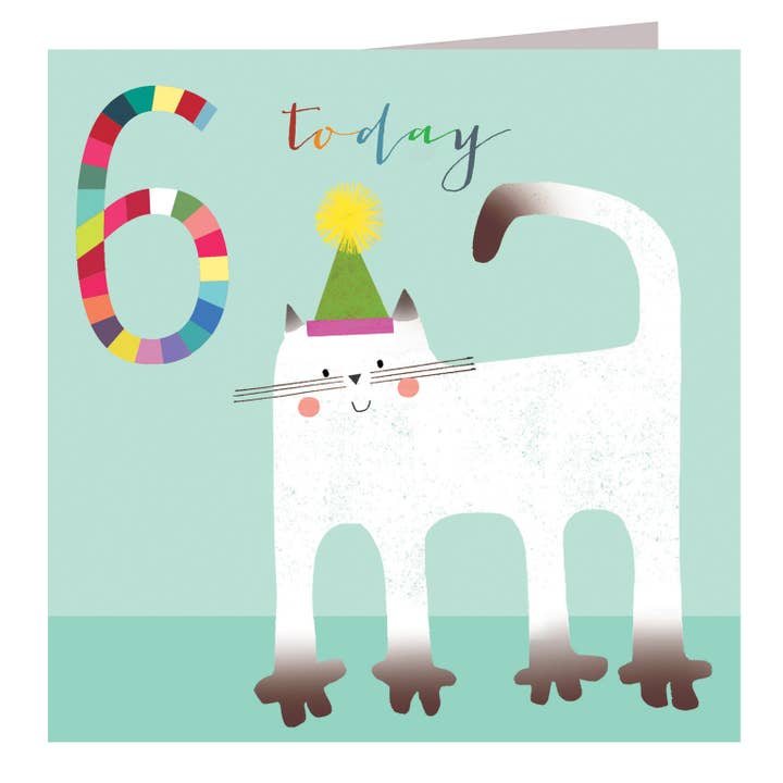 Carte d'anniversaire 6 ans NK14 Chat pour la vente par Kali Stileman Publishing