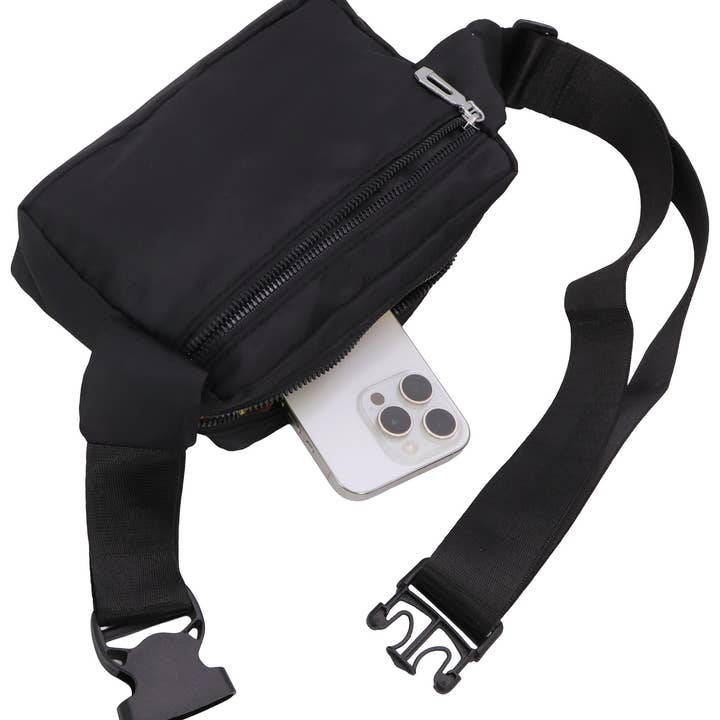 Minimal Matte Black Belt Bum Fanny Pack for wholesale on Faire3