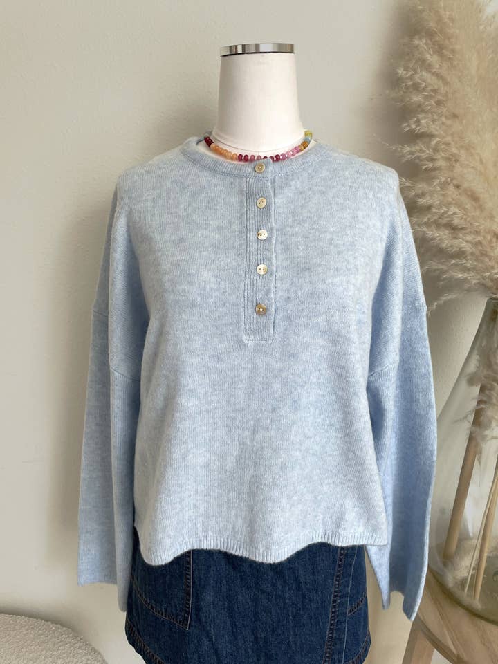 OVERSIZED HENLEY NECK SWEATER for wholesale by ACOA COLLECTION