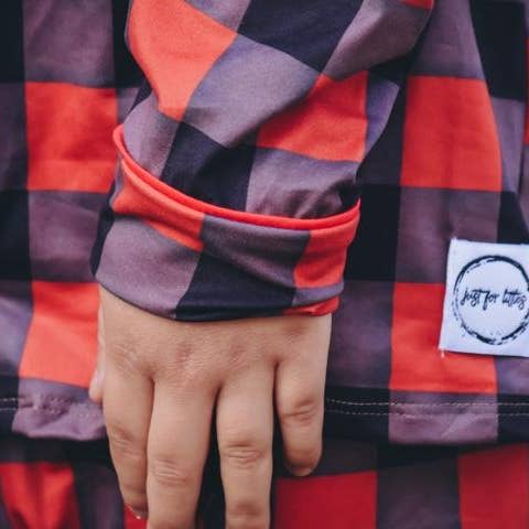 Rustic check Button front pajama set for wholesale by JustForLittles