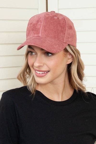 JOSSLYN by wall to wall - Wholesale Baseball Cap - Women's - PLAIN CORDUROY BASEBALL CAP | 40CP01615