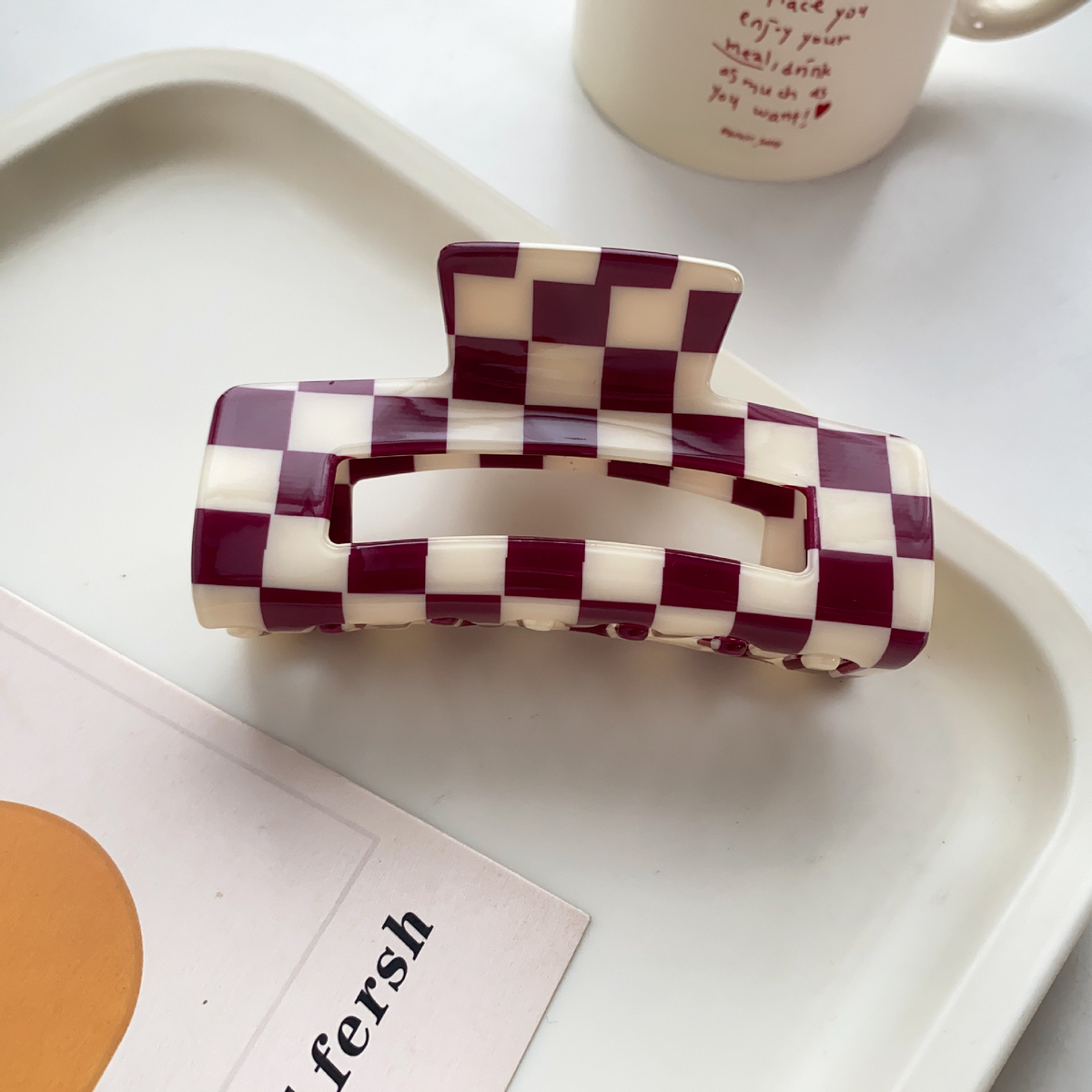 ACCITY - Wholesale Hair Clip - Women's - Checkerboard Hair Claw – Candy Color Acetate Look_CWMM1008444