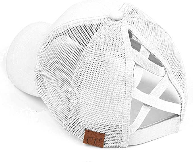 Funky Junque - Wholesale Ponytail Cap - Women's - Criss Cross Ponycap - White2