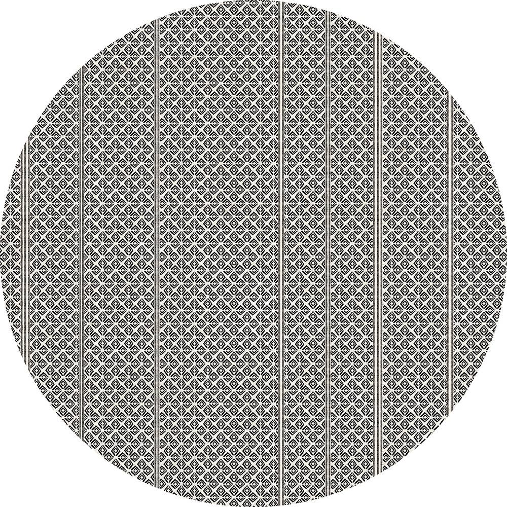 Tempaper & Co ® - Wholesale Floor Mat - Striped Mudcloth Black Vinyl Floor Mat, 48" round0