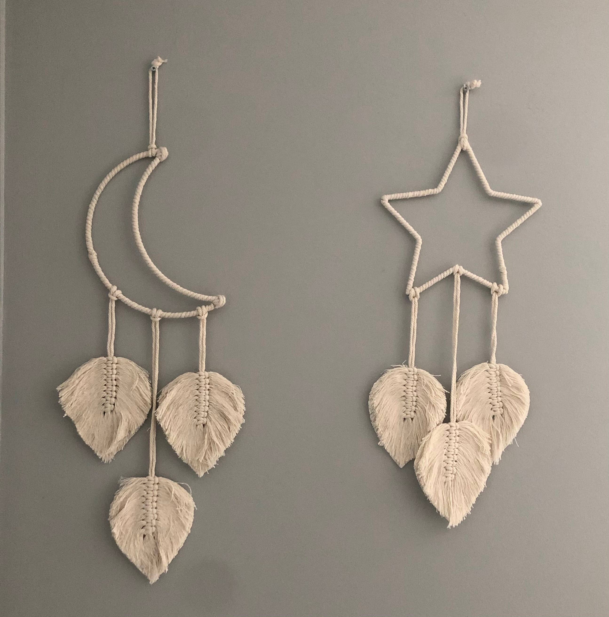 GreenWave - Vente Décoration murale – enfant et bébé - Attrape-rêves étoile bohème en macramé décoration murale tissée3