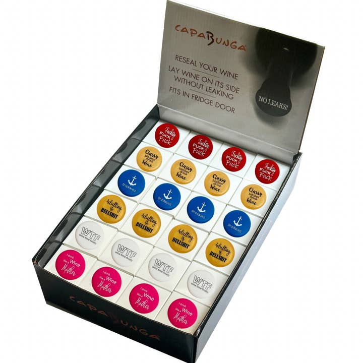 Wine Cap Counter Display | Bestselling Sassy Wine Caps for wholesale by CapaBunga®