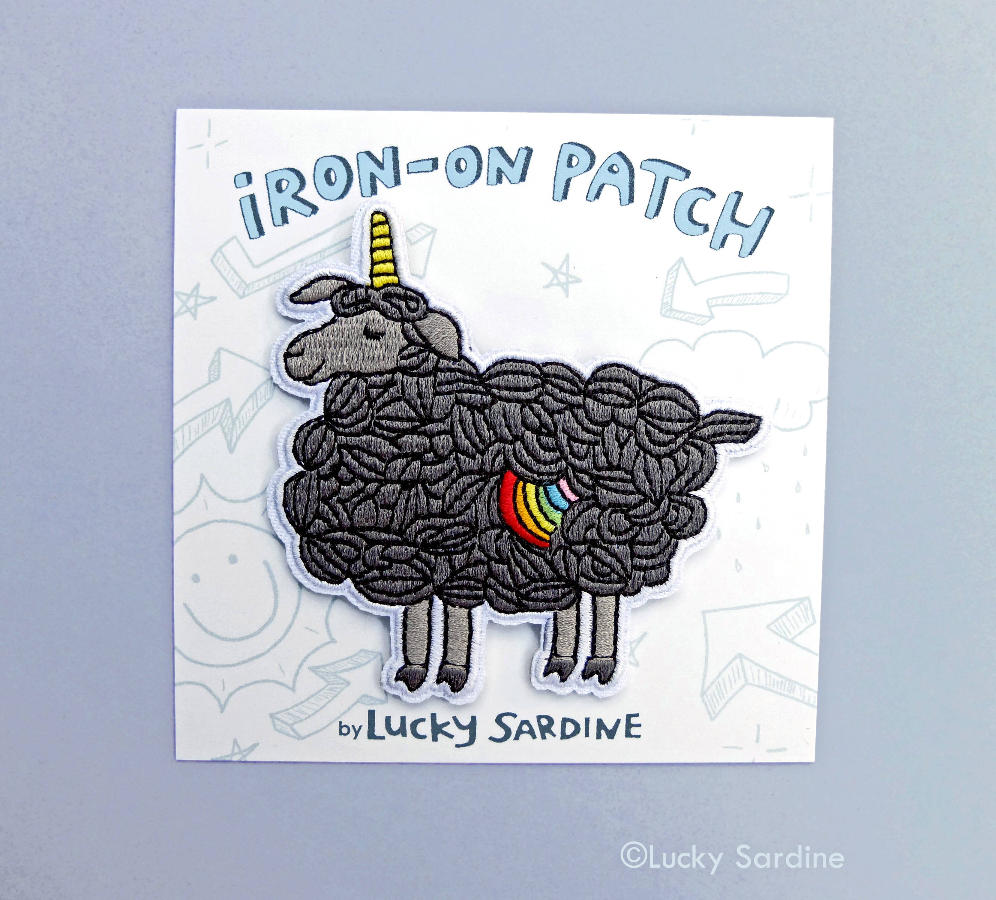 Lucky Sardine - Wholesale Patch - Black Sheep Unicorn, Rainbow Magic Embroidered Iron-On Patch2