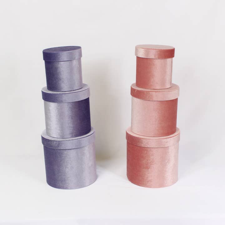 Elegant Design Supply - Wholesale Gift Box - Velvet Round Flower Hat Box with Lid