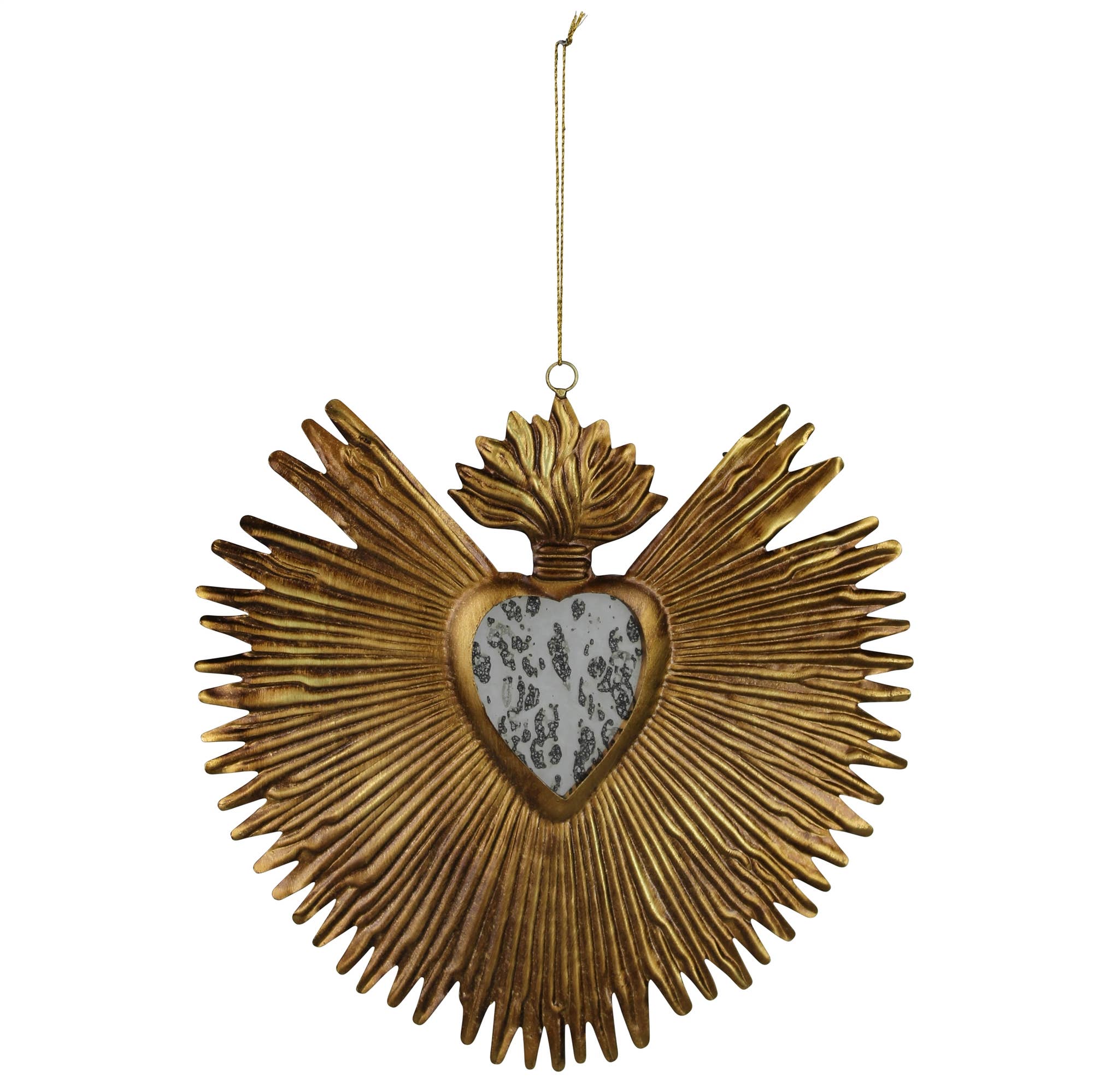 HomArt - Wholesale Ornament - Milagro Heart with Mirror, Gold Antique1